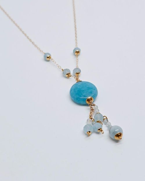 Collana donna oro 750% con acquanarina