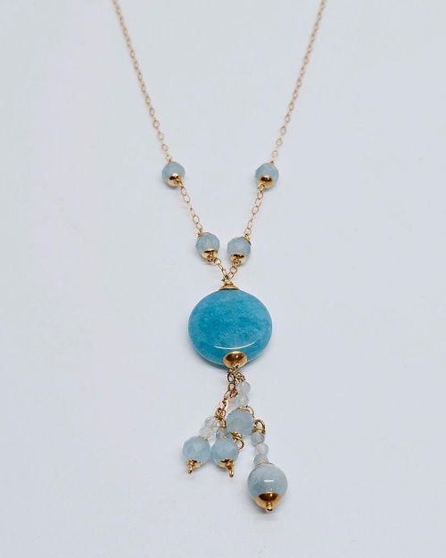 Collana donna oro 750% con acquanarina