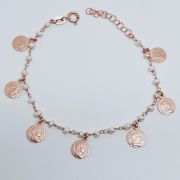 Bracciale donna argento rosato 925% con charms