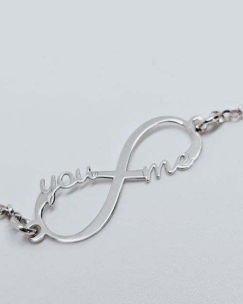 Bracciale donna argento 925% rodiato con infinito You Me