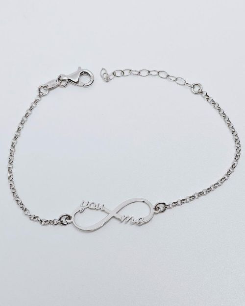 Bracciale donna argento 925% rodiato con infinito You Me