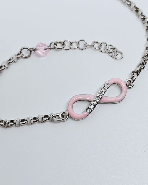 Bracciale donna argento 925% rodiato con simbolo infinito smaltato