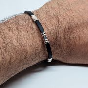 Bracciale uomo argento e caucciù