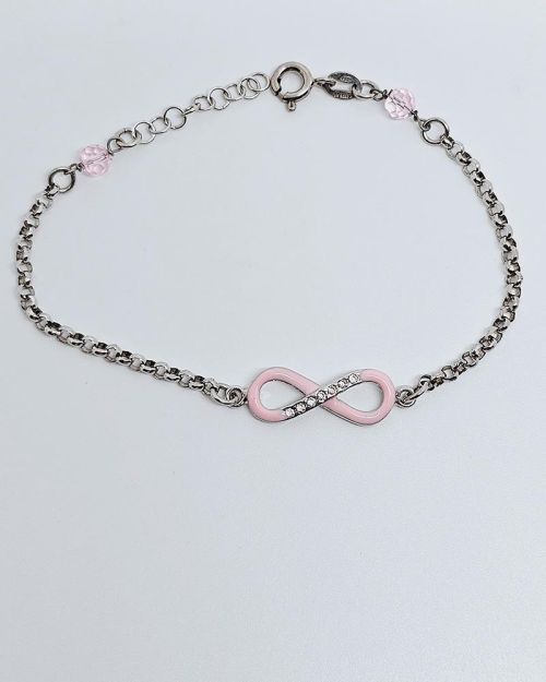 Bracciale donna argento 925% rodiato con simbolo infinito smaltato