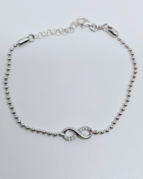 Bracciale donna argento 925% rodiato con simbolo infinito e zirconi