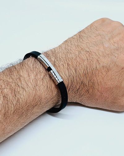 Bracciale Uomo caucciù e acciaio