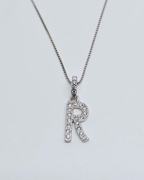 Collana in argento 925% con iniziale “R”