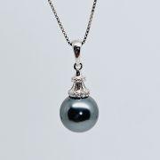 Collana donna argento 925% con perla nera