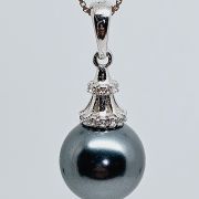 Collana donna argento 925% con perla nera