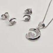 Parure donna mezza luna con cuore in argento 925%