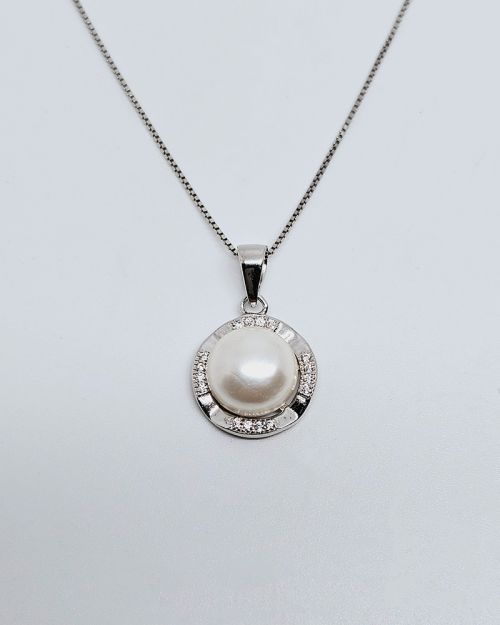 Collana donna argento 925% con perla