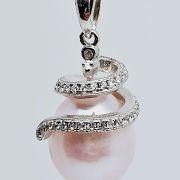 Collana donna argento 925% con perla rosa