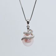 Collana donna argento 925% con perla rosa