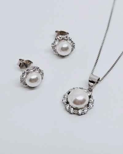 Parure donna in argento 925% con perle