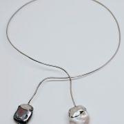 Collana donna rigida argento 925% con perle