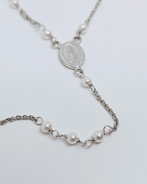 Collana rosario argento 925% perle