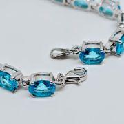 Bracciale in argento 925% con pietre azzurre 6x8mm