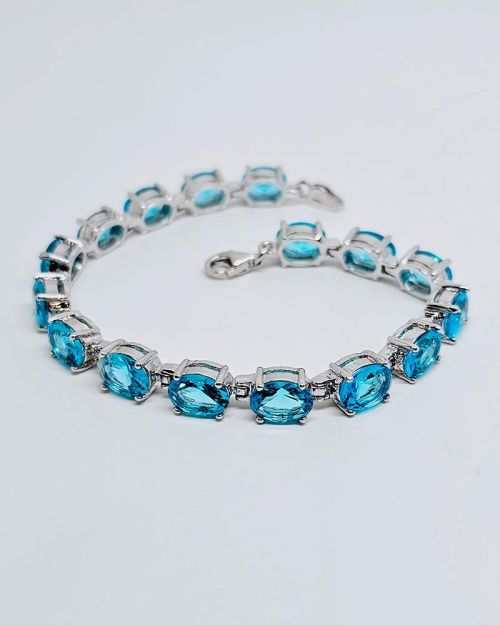 Bracciale in argento 925% con pietre azzurre 6x8mm