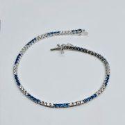 Bracciale tennis 21cm in argento 925% pietre blu e bianche 2,5mm