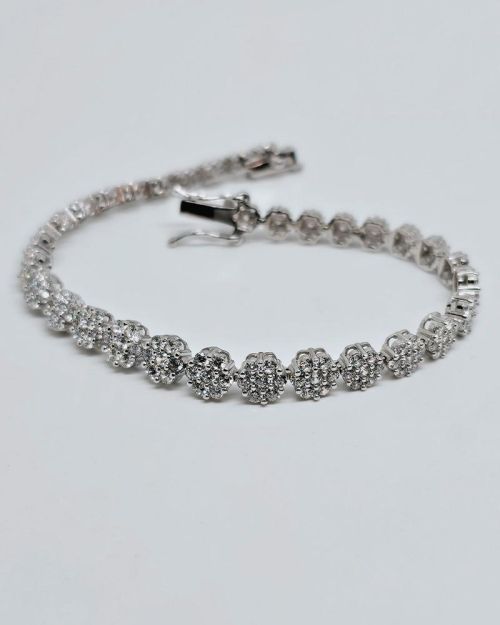 Bracciale 18cm in argento 925% con pavè di zirconi