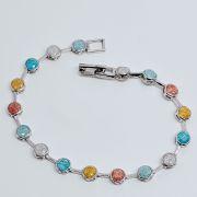 Bracciale 18cm in argento 925% cristalli gialli, bianchi e multicolor 5mm