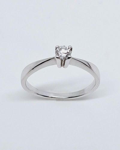 Anello solitario donna in oro 750% con diamante 0.18ct