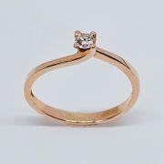 Anello solitario donna in oro rosa 750% con diamante 0.12ct