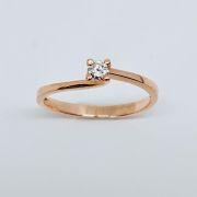 Anello solitario donna in oro rosa 750% con diamante 0.12ct