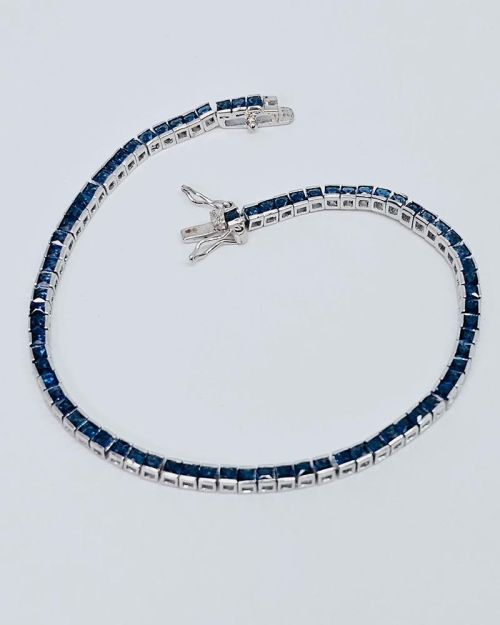 Bracciale tennis 18cm in argento 925% pietre blu 2,5mm