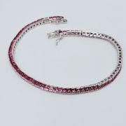 Bracciale tennis 18cm in argento 925% fuxia 2,5mm