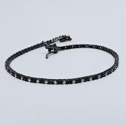 Bracciale tennis 20cm in argento 925% brunito con zirconi neri e bianchi 2,2mm