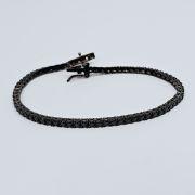 Bracciale tennis in argento 925% brunito con zirconi neri