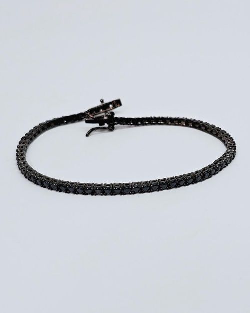 Bracciale tennis in argento 925% con zirconi neri