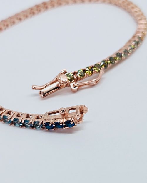 Bracciale tennis in argento 925% con zirconi Rainbow