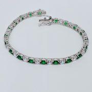 Bracciale tennis 18cm in argento 925% pietre verdi 4mm